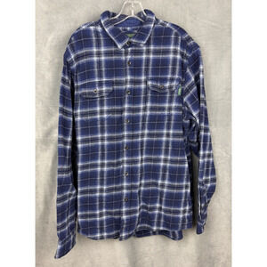 Woolrich Woolen Mills Heavyweight Plaid Flannel Shirt Shacket Mens XL Blue